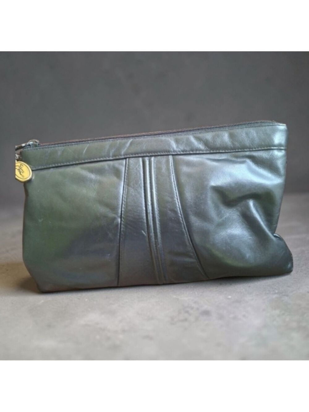 Etra Black Leather Clutch Wristlet